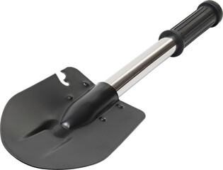 Small black entrenching tool isolated on white background