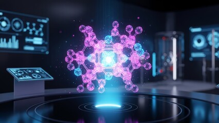 Futuristic Holographic Molecule Display in a Research Lab