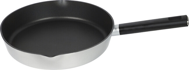 Black frying pan isolated on white background