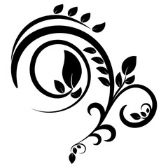 Black pattern. Floral abstract illustration