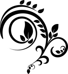 Black pattern. Floral abstract illustration. Vector Isolated on white background