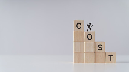 Lean cost thinking concept. Cost reduction concept. Business process improvement. Maximising productivity and quality, reducing time and cost. Cost cutting, lean process for surviving the recession