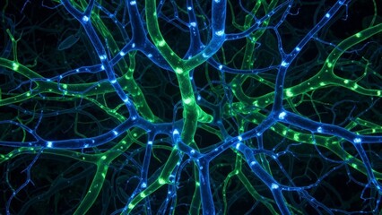 Luminous Neural Network in Deep Blue and Green