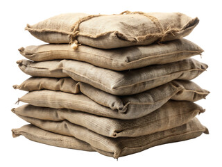  A Stack of Weathered Burlap Sacks, Ready for Transport  isolated on white background ,PNG.AI Generated.