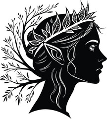 Winter elf head silhouette banner advertisement