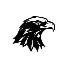 Striking black and white silhouette of an eagle s head