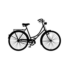 Fototapeta premium Black silhouette of a classic city lady bicycle with rear rack