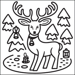 christmas bold and easy black and white coloring pages for adults.