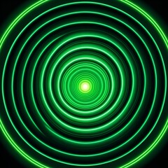Obraz premium Mesmerizing green concentric circles radiating from a central luminous point, creating a sense of depth and vibrant energy, perfect for futuristic designs