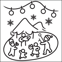 christmas bold and easy black and white coloring pages for adults.