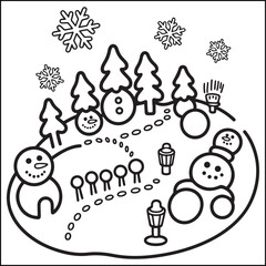 christmas bold and easy black and white coloring pages for adults.