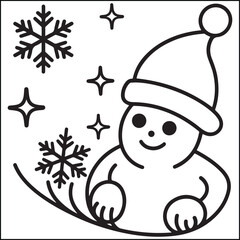 christmas bold and easy black and white coloring pages for adults.