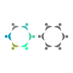 COLORFUL PEOPLE IN CIRCLE TEAMWORK SIGN SYMBOL LOGO VECTOR