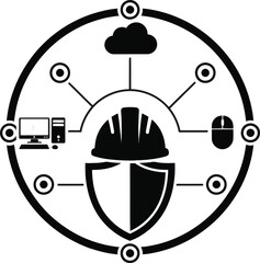 Cyber security engineer protection network technology icon vector illustration