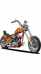 Obraz premium Custom chopper motorcycle with flame design, ready for the open road.