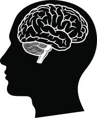 Human Head with Brain Silhouette