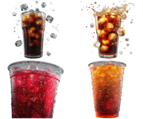 Iced beverages drinks refreshment cola soda tea set