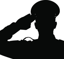 Soldier Saluting Silhouette Military Icon