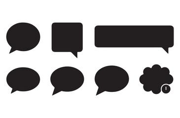 Message Bubble Silhouette Icon Sheet – 8 Chat Shapes