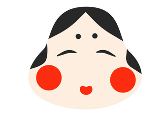 お正月・年賀状素材　微笑んでいるお多福さん