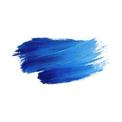 Vibrant blue paint brush stroke swatch isolated on transparent background