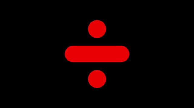 Division icon animation. mathematics calculating sign symbol motion. representing digital math icon 4k video footage.