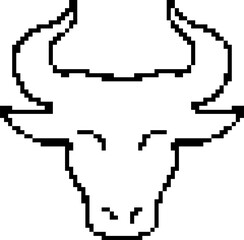 Fototapeta premium Bull 8-bit pixel icon. Vector illustration.