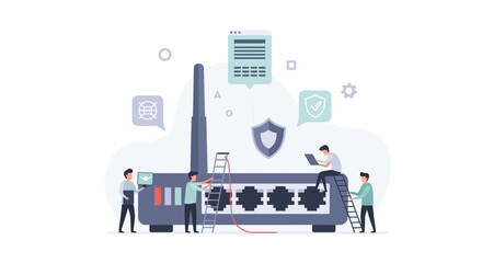 Tech team secures network router with modern security protocols, ensuring data integrity and reliable internet connection for business success today