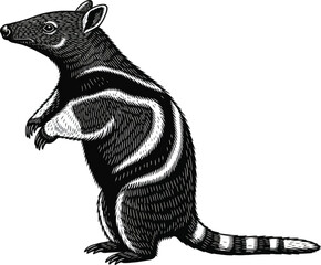 Numbat Standing Detailed Vintage Wildlife Engraving