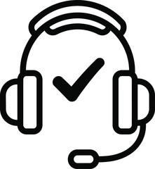 Headset with check mark customer support vector illustration