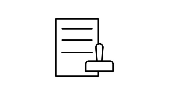 Black and white outline illustration of a document with lines representing text and a blank header.