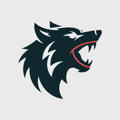 Aggressive Wolf Head Logo Design Fierce Animal Graphic.