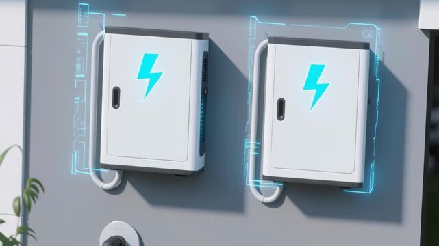 Technology high power electric battery charging stations for cars and mobile devices, promoting renewable energy storage and sustainable green future
