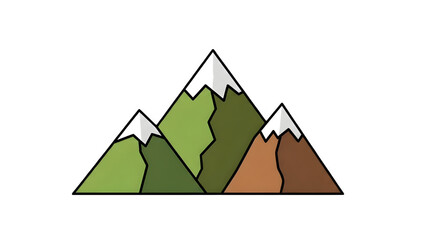 Mountain Clipart &ndash; Snow-Capped Peaks in Stylized Cartoon Style PNG