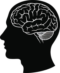 Human Brain Silhouette Profile Vector