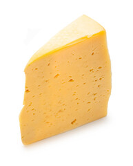 piece of cheese close-up on a white isolated background