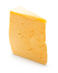 piece of cheese close-up on a white isolated background