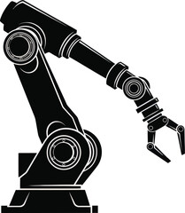 Industrial Robotic Arm Automation Silhouette