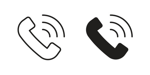 Obraz premium Phone call icon pictogram in trendy outline style. icon, sign or symbol.