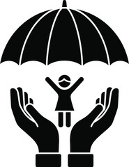 Child Safety Protection Umbrella Hands Icon