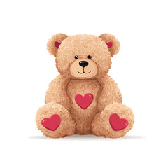 Valentines Teddy Bear, illustrated as a clean 2D flat vector icon isolated on a white background