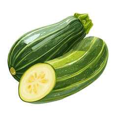 Simple flat 2D vector graphic of a Zucchini in modern icon style, isolated on a white canvas