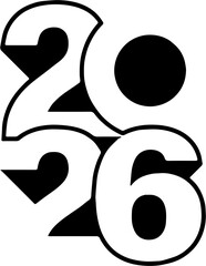 Modern 2026 number design with bold overlapping figures for New Year.