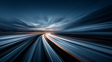 Dynamic Light Trails in a Motion Blur Scene Capturing Urban Energy and Modern Transportation Concept