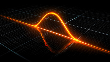 Vibrant wave pattern flowing through a digital landscape at dusk