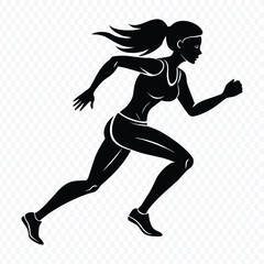 Running man silhouette vector illustration of a sport athlete in action during a sprint or competition