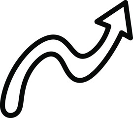 Upward curved arrow growth direction icon vector
