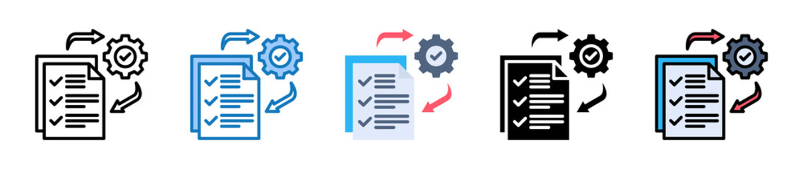 Obraz premium Execution Plan multiple style icons set design vector illustration. 