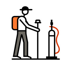 man with fire extinguisher