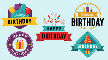 Elegant Happy Birthday Greeting with Balloons and Decorative Typography